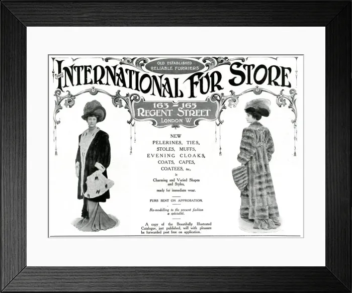 Framed Print : Advert for International Fur Store 1908 Framed Print : Advert for International Fur Store 1908