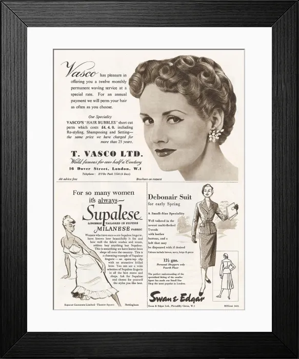 Framed Print : A page of adverts from - February 1954 Framed Print : A page of adverts from - February 1954