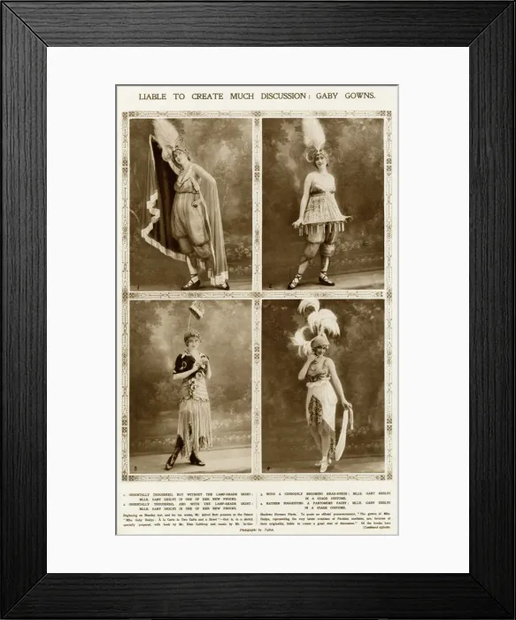 Framed Print : Gaby Deslys and her gowns by Drian 1913 Framed Print : Gaby Deslys and her gowns by Drian 1913