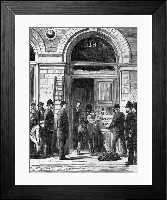 Framed Print : Land League Office name plate removed, 1881 Framed Print : Land League Office name plate removed, 1881