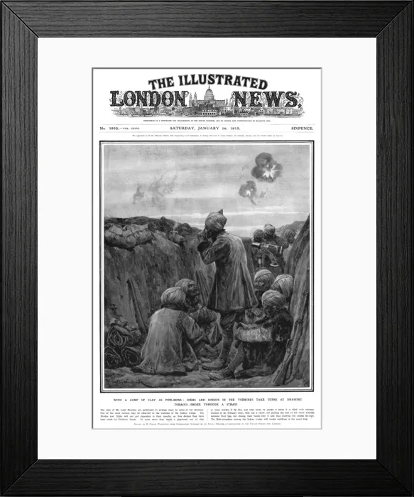 Framed Print : Indian troops smoking in the trenches during World War I Framed Print : Indian troops smoking in the trenches during World War I