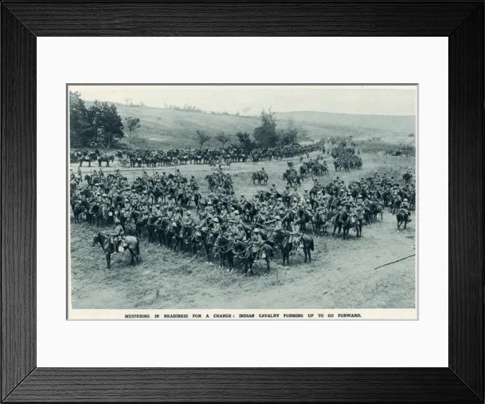 Framed Print : Indian cavalry preparing for an offensive during World War I