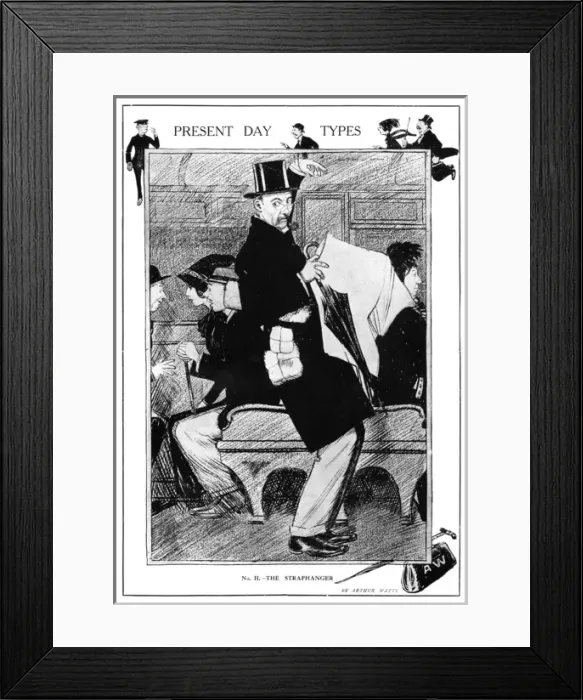 Framed Print : Present Day Types - the Straphanger by Arthur Watts Framed Print : Present Day Types - the Straphanger by Arthur Watts