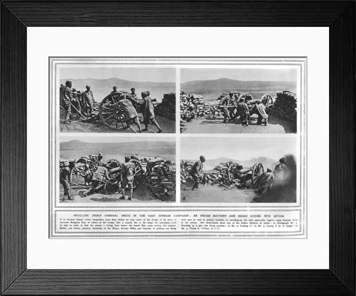 Framed Print : Indian battery gun squad during World War I Framed Print : Indian battery gun squad during World War I