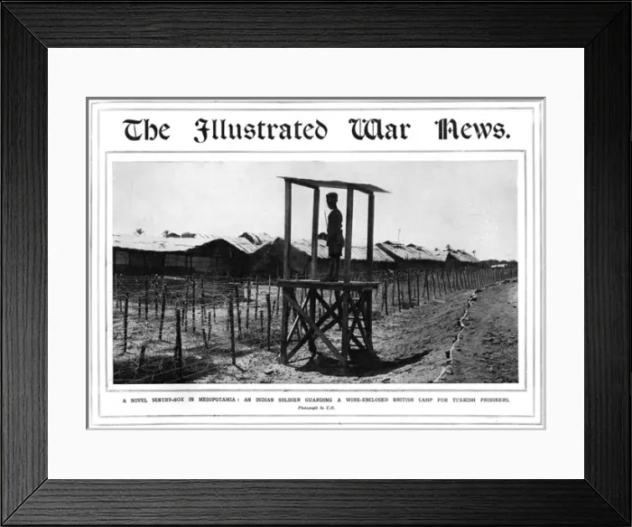Framed Print : Indian soldier stands guard during World War I Framed Print : Indian soldier stands guard during World War I