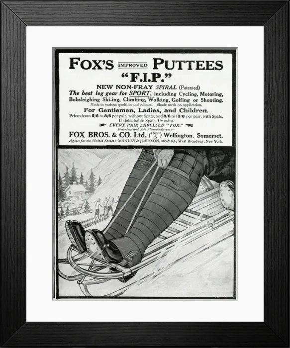 Framed Print : Advert for Foxs Puttees 1914 Framed Print : Advert for Foxs Puttees 1914