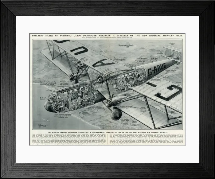 Framed Print : Passenger aircraft of Imperial Airways fleet, cut away Framed Print : Passenger aircraft of Imperial Airways fleet, cut away