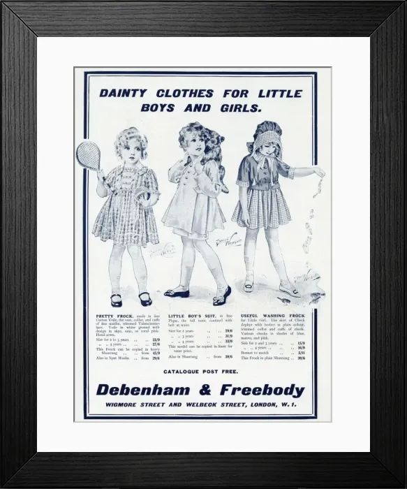 Framed Print : Advert for Debenham & Freebody childrens clothing 1917 Framed Print : Advert for Debenham & Freebody childrens clothing 1917