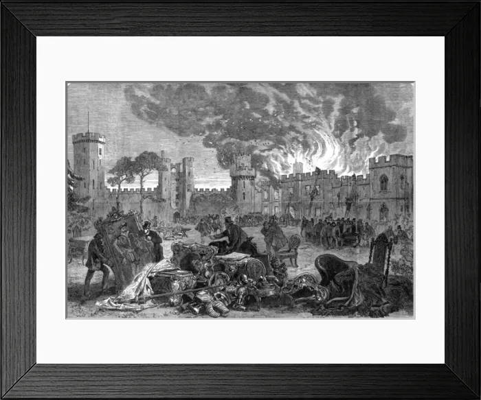 Framed Print : The fire at Warwick Castle Framed Print : The fire at Warwick Castle