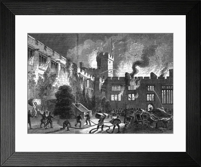 Framed Print : Fire at Naworth Castle Framed Print : Fire at Naworth Castle