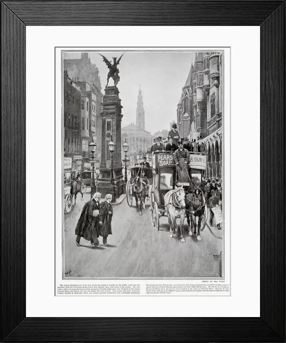 Framed Print : Known as The Griffin of Temple Bar Memorial marked the city boundary. Date: 1902 Framed Print : Known as The Griffin of Temple Bar Memorial marked the city boundary. Date: 1902