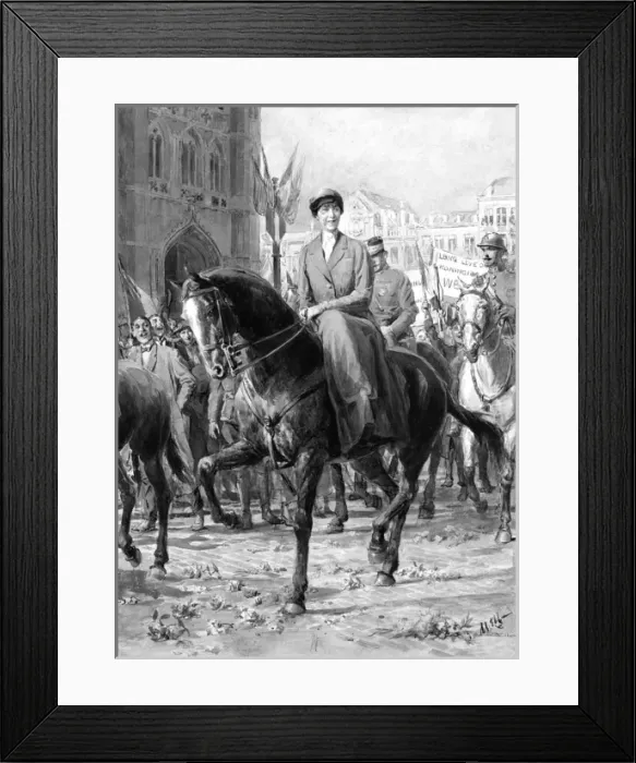 Framed Print : Queen Elisabeth of Belgium on horseback Framed Print : Queen Elisabeth of Belgium on horseback