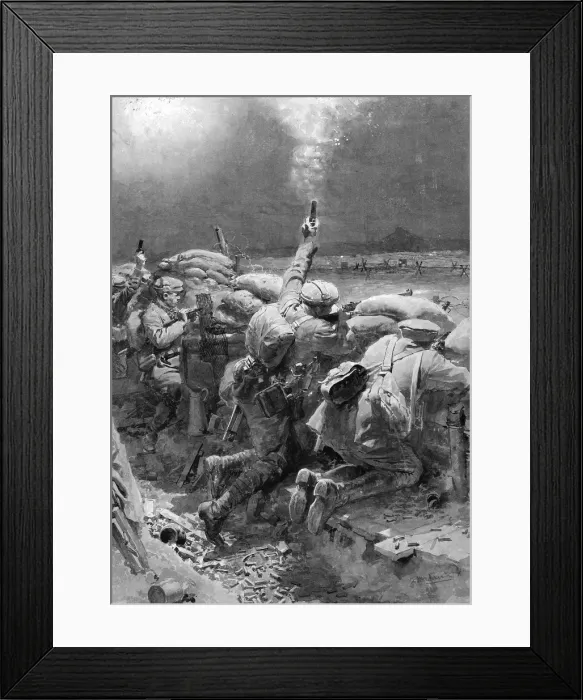 Framed Print : German soldiers firing flares, WW1