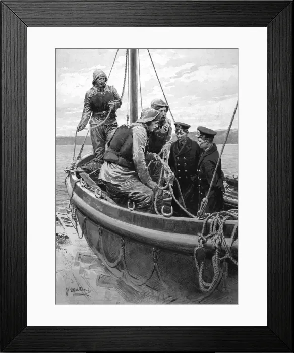 Framed Print : Lifeboat crew and two cadets in a boat Framed Print : Lifeboat crew and two cadets in a boat
