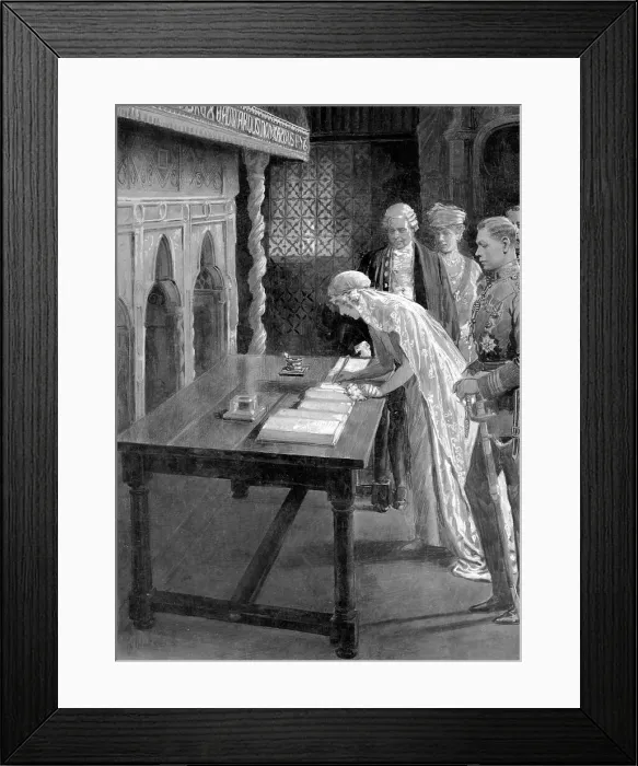 Framed Print : Duchess of York signing the Register, Westminster Abbey