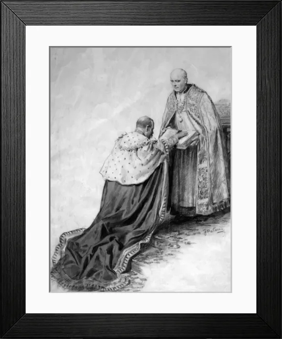Framed Print : King George V kneeling at Coronation Framed Print : King George V kneeling at Coronation