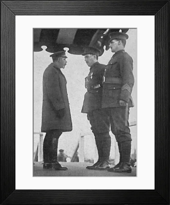 Framed Print : Captain Angus Buchanan receiving the VC and Military Medal Framed Print : Captain Angus Buchanan receiving the VC and Military Medal