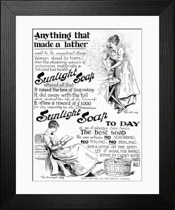 Framed Print : Sunlight Soap advertisement