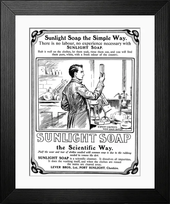 Framed Print : Sunlight Soap advertisement, 1903