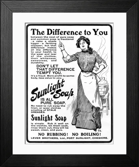 Framed Print : Sunlight Soap advertisement Framed Print : Sunlight Soap advertisement