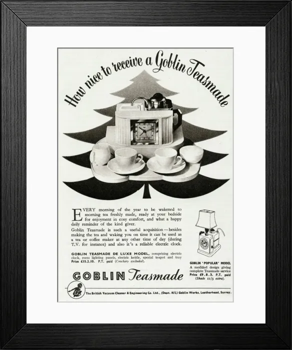 Framed Print : Advert for Goblin teasmade 1954 Framed Print : Advert for Goblin teasmade 1954