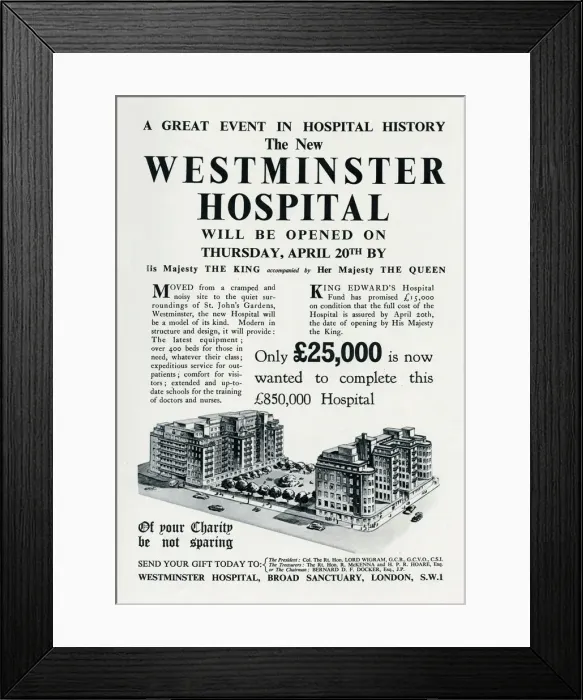 Framed Print : Westminster Hospital opening April 1939 Framed Print : Westminster Hospital opening April 1939