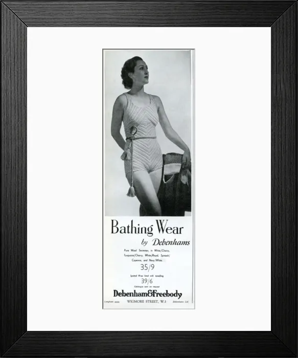 Framed Print : Advert for Debenham & Freebody bathing wear 1937 Framed Print : Advert for Debenham & Freebody bathing wear 1937