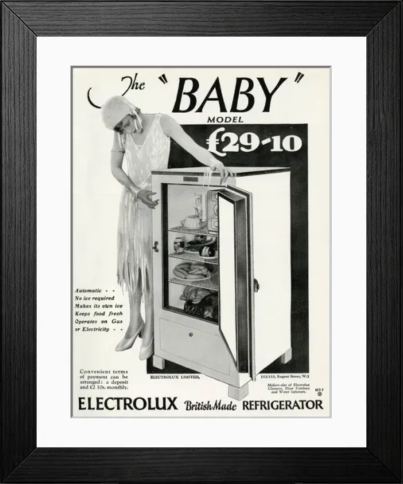 Framed Print : Electrolux Baby fridge advertisement Framed Print : Electrolux Baby fridge advertisement