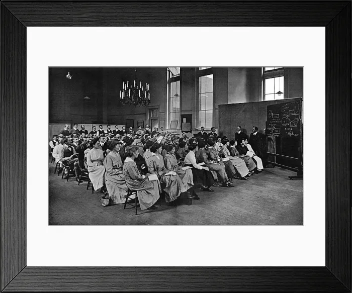 Framed Print : Women being trained at an L. C. C. technical college, WW1 Framed Print : Women being trained at an L. C. C. technical college, WW1