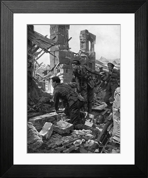 Framed Print : Searching for a German sniper in ruined farmhouse Framed Print : Searching for a German sniper in ruined farmhouse