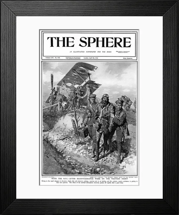 Framed Print : RFC after reconnaissance work on Western Front, WW1