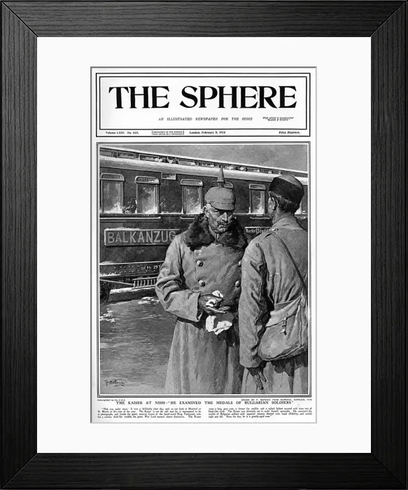 Framed Print : Sphere cover - The Kaiser at Nish by Matania, WW1 Framed Print : Sphere cover - The Kaiser at Nish by Matania, WW1