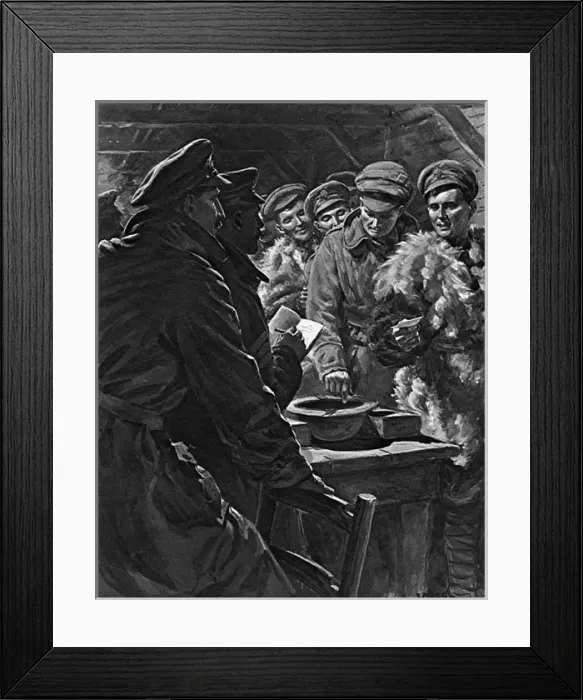 Framed Print : Drawing Lots for Christmas Leave, WW1