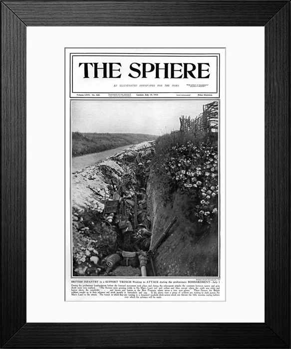 Framed Print : Sphere cover - British infantry waiting in trench to attack