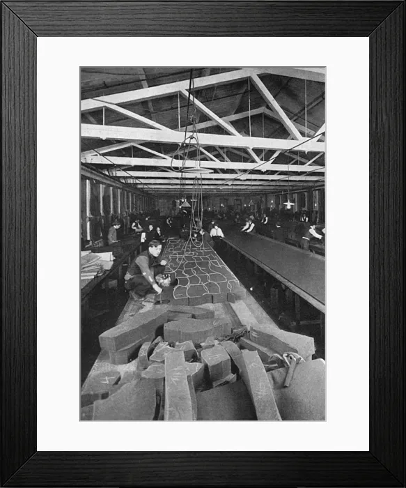 Framed Print : Cutting sixty khaki uniforms at once, WW1