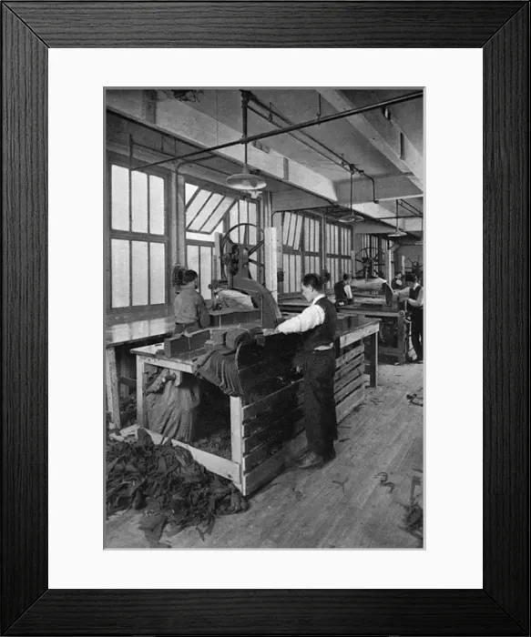 Framed Print : Cutting sixty khaki uniforms at once, WW1