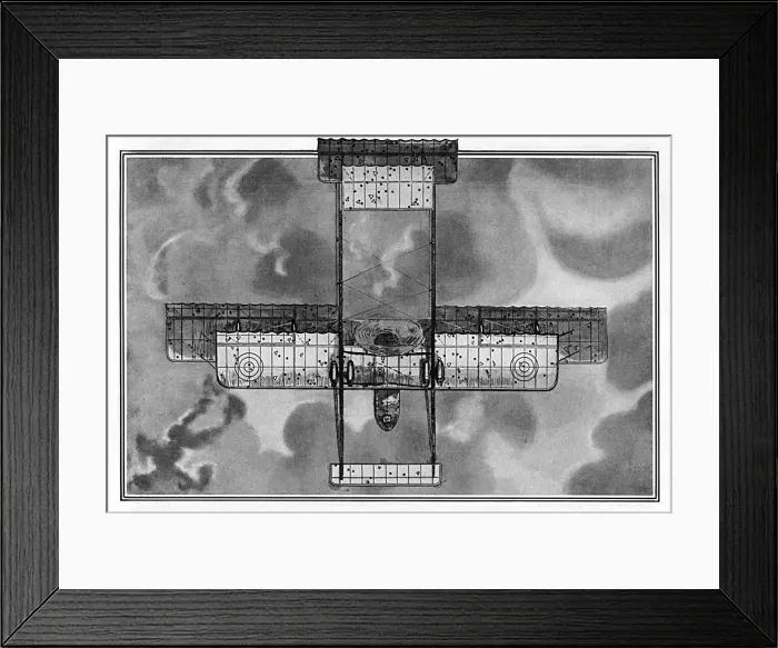 Framed Print : Bullet & shrapnel holes in a Farman biplane, WW1