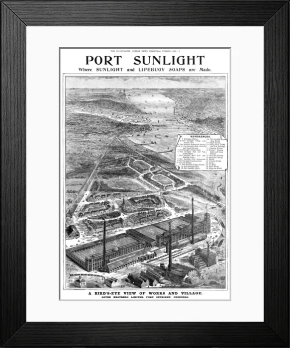 Framed Print : Port Sunlight - aerial map Framed Print : Port Sunlight - aerial map