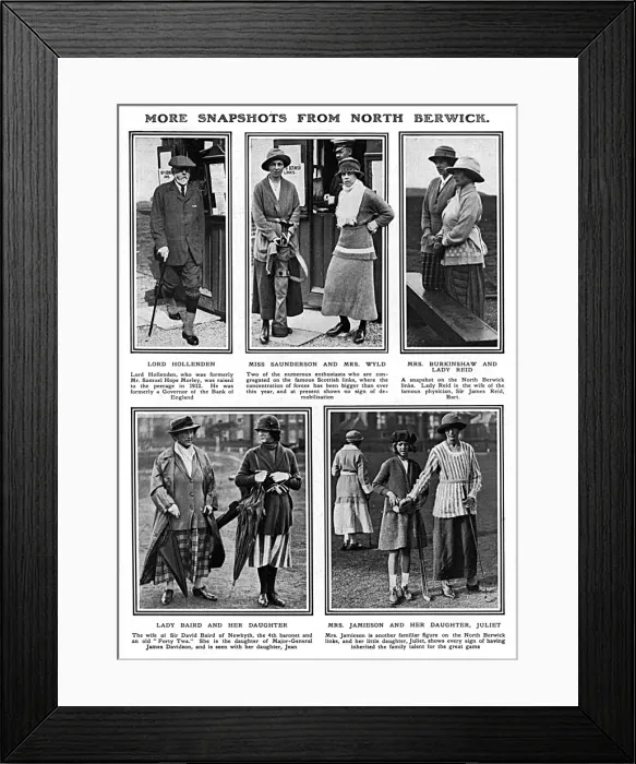 Framed Print : Aristocrats golfing at the North Berwick links course Framed Print : Aristocrats golfing at the North Berwick links course