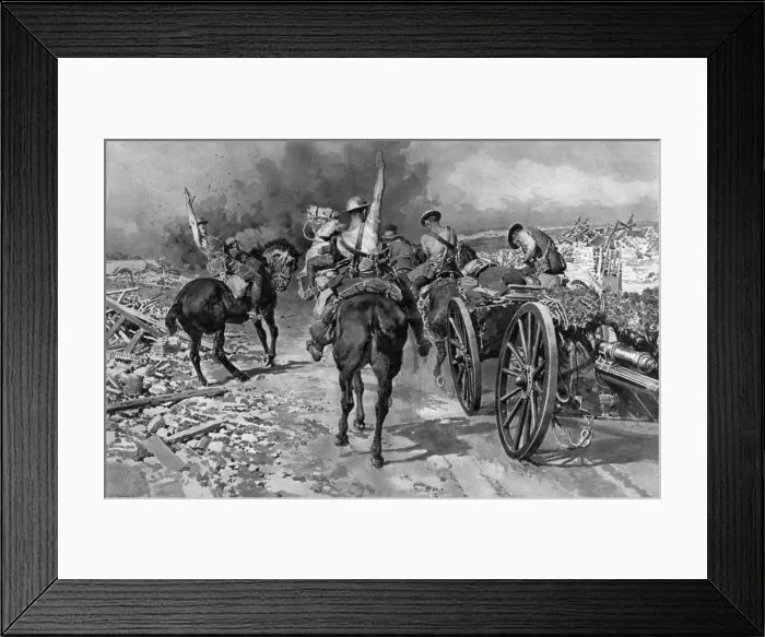 Framed Print : British Gunners under fire Framed Print : British Gunners under fire