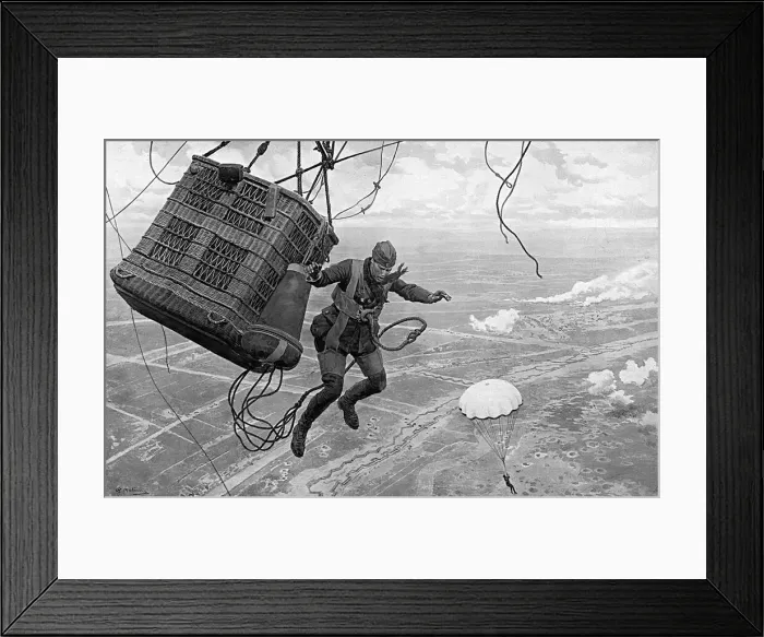 Framed Print : Dropping from a Kite Balloon 1917 Framed Print : Dropping from a Kite Balloon 1917