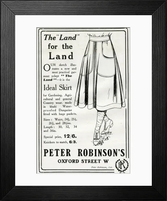 Framed Print : Advert for Peter Robinsons practical garment