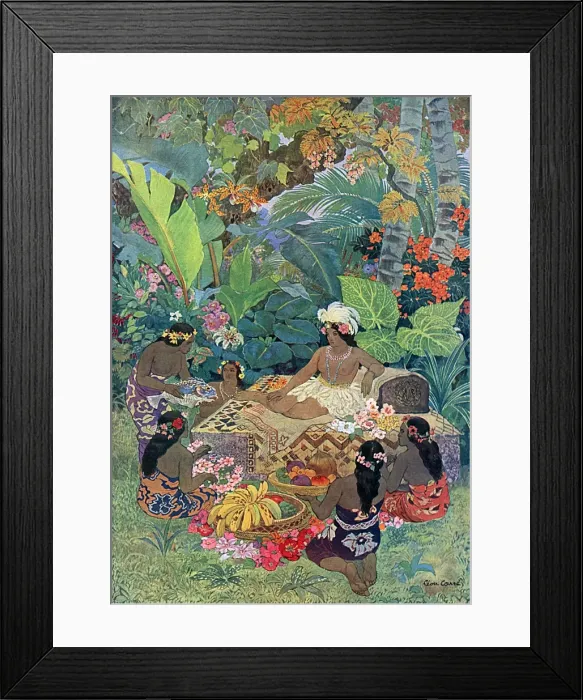 Framed Print : Tahiti scene by Leon Carre Framed Print : Tahiti scene by Leon Carre