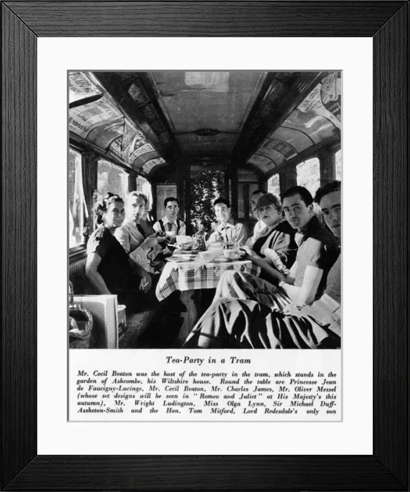Framed Print : Cecil Beatons tea party in a tram Framed Print : Cecil Beatons tea party in a tram