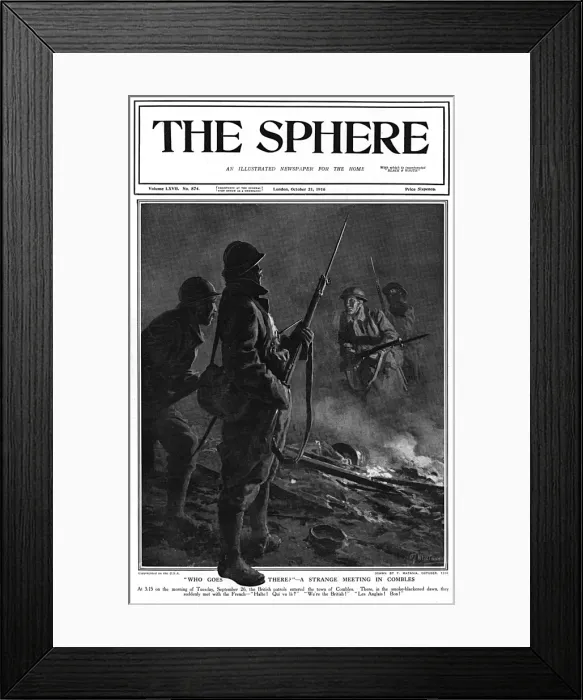 Framed Print : Sphere cover - British & French meet at Combles, WW1 Framed Print : Sphere cover - British & French meet at Combles, WW1