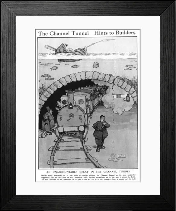 Framed Print : The Channel Tunnel - hints to builders, Heath Robinson Framed Print : The Channel Tunnel - hints to builders, Heath Robinson