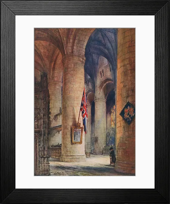 Framed Print : In Memoriam - scene in Tewkesbury Abbey, WW1 Framed Print : In Memoriam - scene in Tewkesbury Abbey, WW1