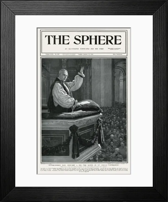Framed Print : Sphere cover - Intercession Day by Matania, WW1 Framed Print : Sphere cover - Intercession Day by Matania, WW1