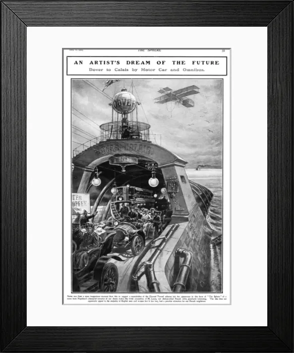 Framed Print : Vision of the Channel Tunnel in 1909 Framed Print : Vision of the Channel Tunnel in 1909