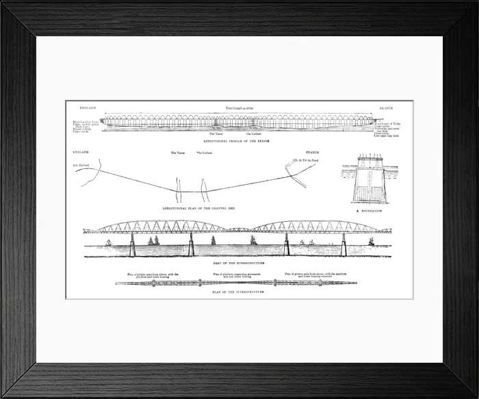 Framed Print : Proposed Channel bridge, 1889 Framed Print : Proposed Channel bridge, 1889